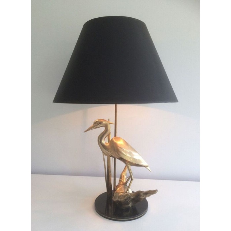 Fine Brass Heron Table Lamp, French Work, circa 1970