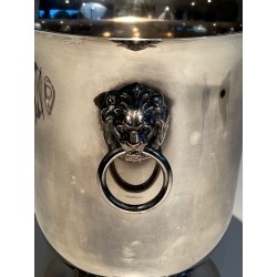 Silvered Metal Champagne Bucket with Lion's-Head Handles o | Maison Barrois