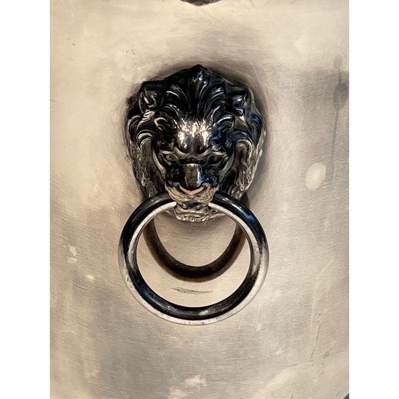 Silvered Metal Champagne Bucket with Lion's-Head Handles o | Maison Barrois