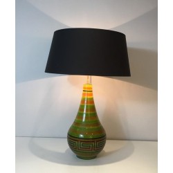 Ceramic Table Lamp with Greek Key Décor, French Work, circa 1970