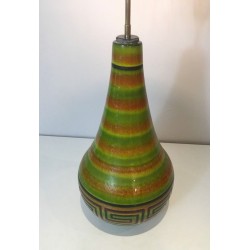 Ceramic Table Lamp with Greek Key Décor, French Work, circa 1970