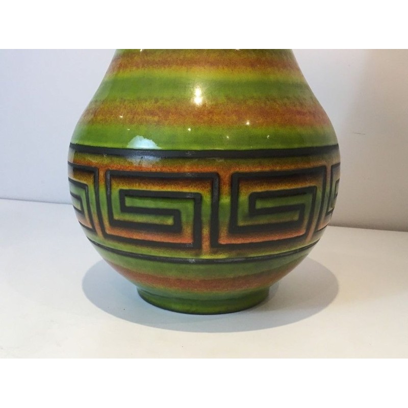 Ceramic Table Lamp with Greek Key Décor, French Work, circa 1970