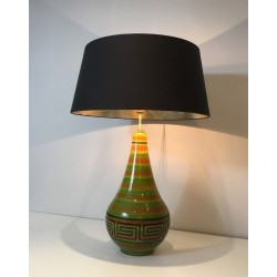Ceramic Table Lamp with Greek Key Décor, French Work, circa 1970