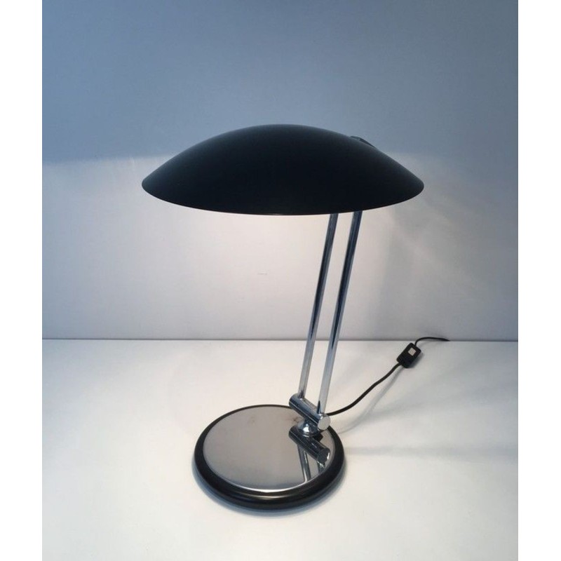 Adjustable Chrome and Black Lacquered Desk Lamp, Design, circa 1970