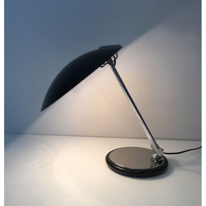 Adjustable Chrome and Black Lacquered Desk Lamp, Design, circa 1970