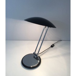 Adjustable Chrome and Black Lacquered Desk Lamp, Design, circa 1970
