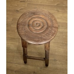 Set of Six Oak Bar Stools with String-Turned Uprights, Neoclassical, French Work, Attributed to Charles Dudouyt, circa 1950