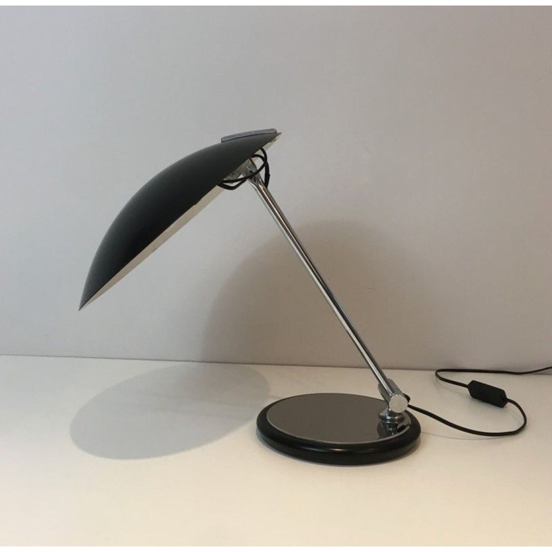 Adjustable Chrome and Black Lacquered Desk Lamp, Design, circa 1970