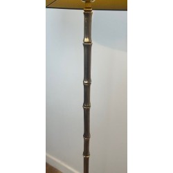 Faux Bamboo Gilt Bronze Floor Lamp, Tripod Base, Neoclassical, French Work, by Maison Baguès, circa 1960
