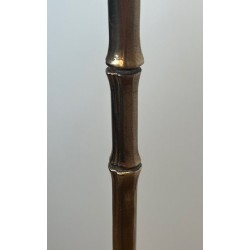 Faux Bamboo Gilt Bronze Floor Lamp, Tripod Base, Neoclassical, French Work, by Maison Baguès, circa 1960