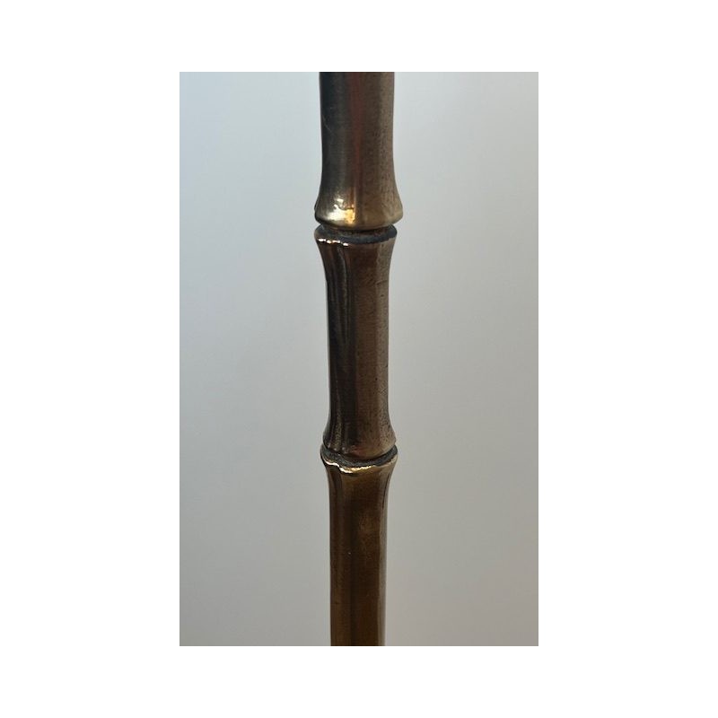 Faux Bamboo Gilt Bronze Floor Lamp, Tripod Base, Neoclassical, French Work, by Maison Baguès, circa 1960