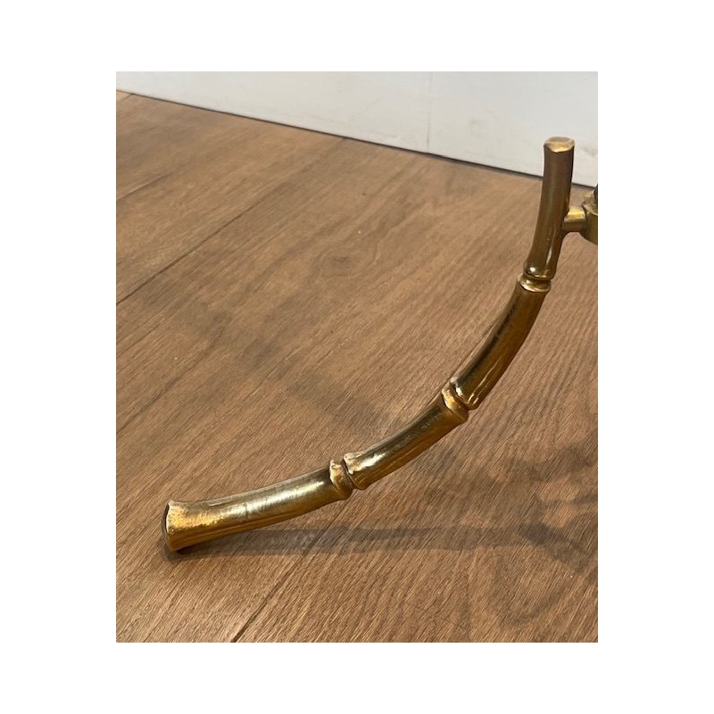 Faux Bamboo Gilt Bronze Floor Lamp, Tripod Base, Neoclassical, French Work, by Maison Baguès, circa 1960