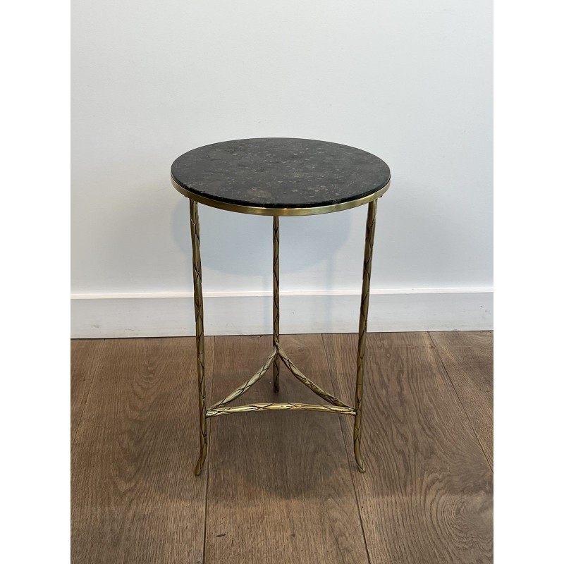 Tripod Pedestal Table in Chased Bronze with Foliage Decoration, Neoclassical, French Work, by Maison Baguès, circa 1940