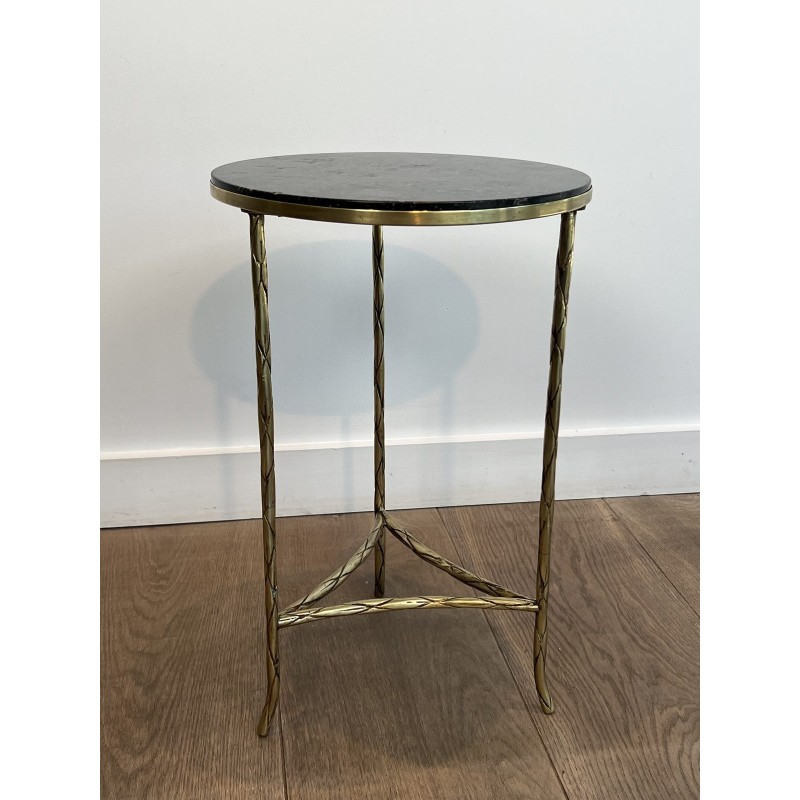 Tripod Pedestal Table in Chased Bronze with Foliage Decoration, Neoclassical, French Work, by Maison Baguès, circa 1940
