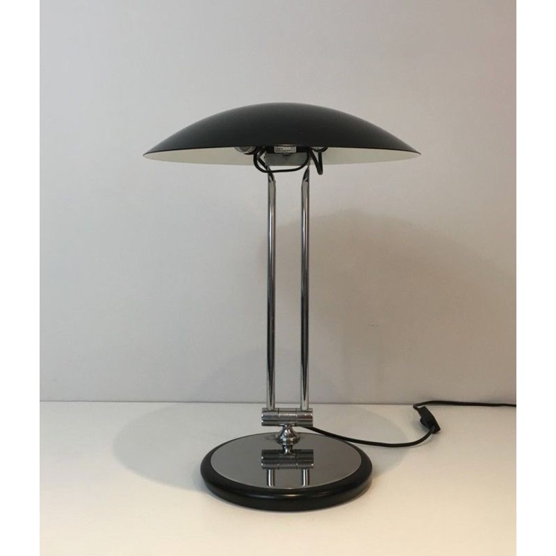 Adjustable Chrome and Black Lacquered Desk Lamp, Design, circa 1970