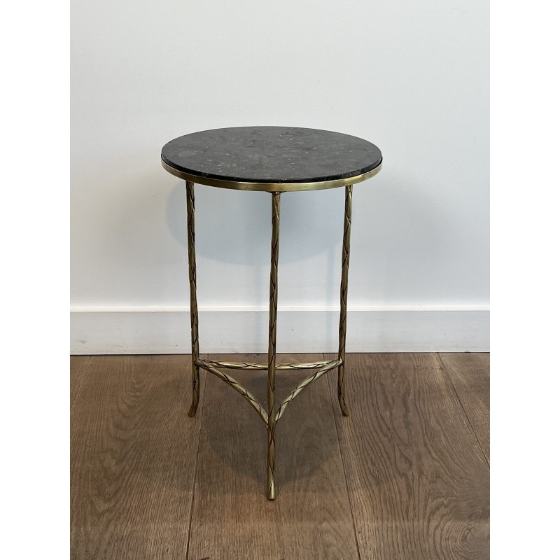 Tripod Pedestal Table in Chased Bronze with Foliage Decoration, Neoclassical, French Work, by Maison Baguès, circa 1940
