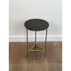 Tripod Pedestal Table in Chased Bronze with Foliage Decoration, Neoclassical, French Work, by Maison Baguès, circa 1940