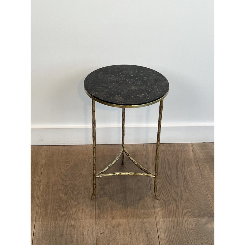 Tripod Pedestal Table in Chased Bronze with Foliage Decoration, Neoclassical, French Work, by Maison Baguès, circa 1940
