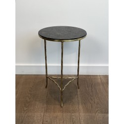 Tripod Pedestal Table in Chased Bronze with Foliage Decoration, Neoclassical, French Work, by Maison Baguès, circa 1940
