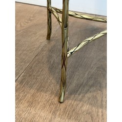 Tripod Pedestal Table in Chased Bronze with Foliage Decoration, Neoclassical, French Work, by Maison Baguès, circa 1940