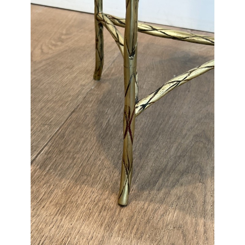 Tripod Pedestal Table in Chased Bronze with Foliage Decoration, Neoclassical, French Work, by Maison Baguès, circa 1940