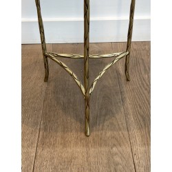 Tripod Pedestal Table in Chased Bronze with Foliage Decoration, Neoclassical, French Work, by Maison Baguès, circa 1940