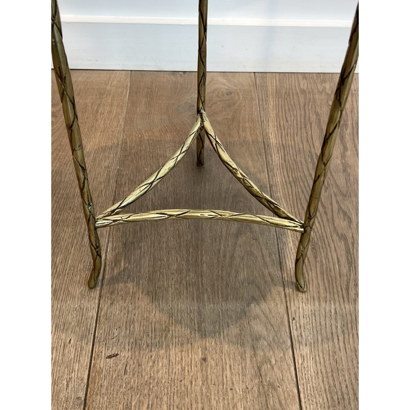 Tripod Pedestal Table in Chased Bronze with Foliage Decoration, Neoclassical, French Work, by Maison Baguès, circa 1940