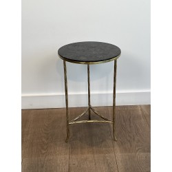 Tripod Pedestal Table in Chased Bronze with Foliage Decoration, Neoclassical, French Work, by Maison Baguès, circa 1940