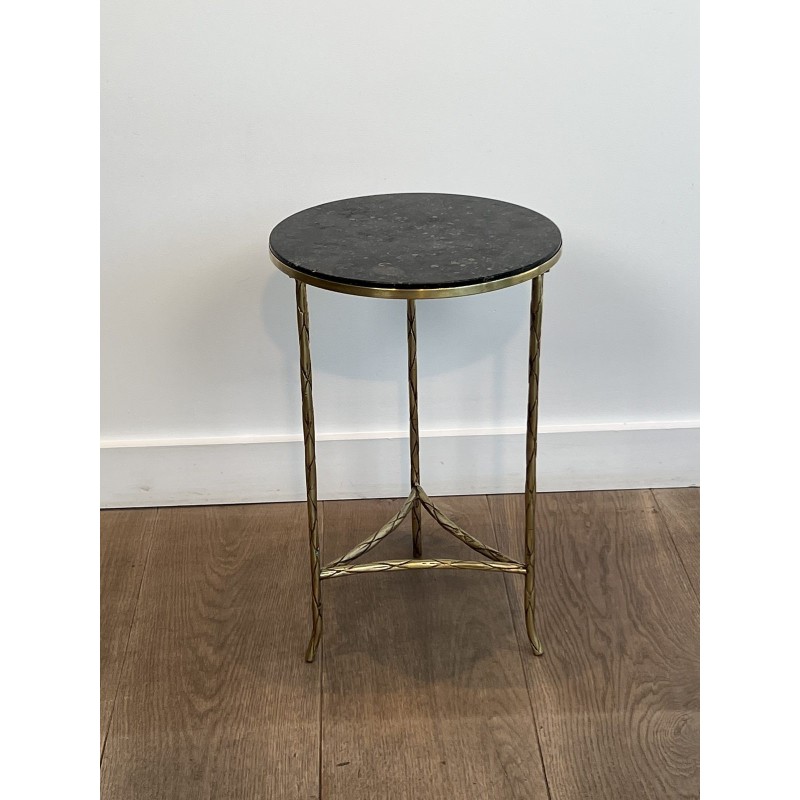Tripod Pedestal Table in Chased Bronze with Foliage Decoration, Neoclassical, French Work, by Maison Baguès, circa 1940