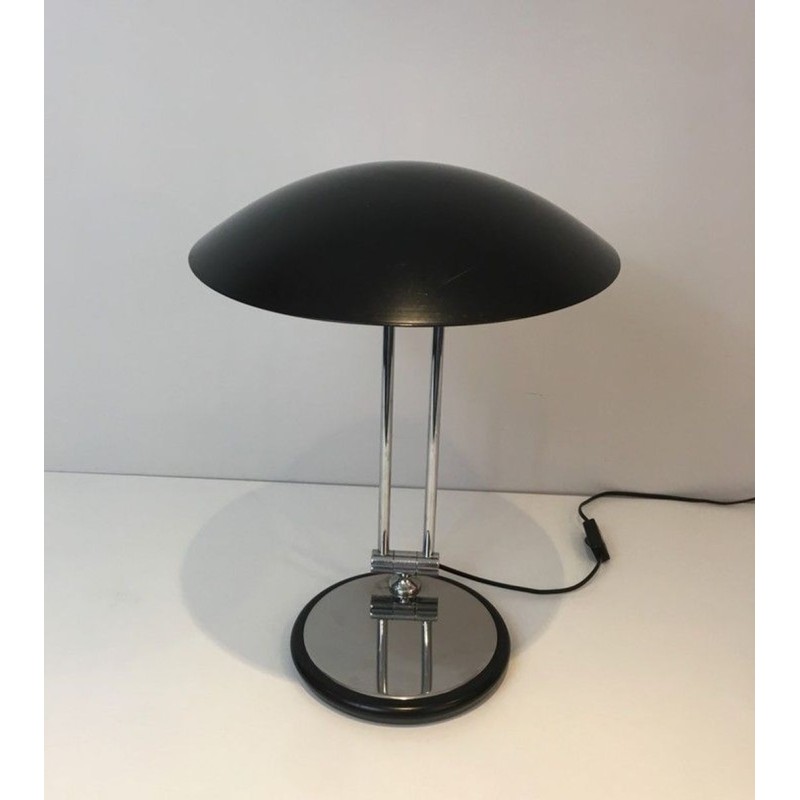 Adjustable Chrome and Black Lacquered Desk Lamp, Design, circa 1970