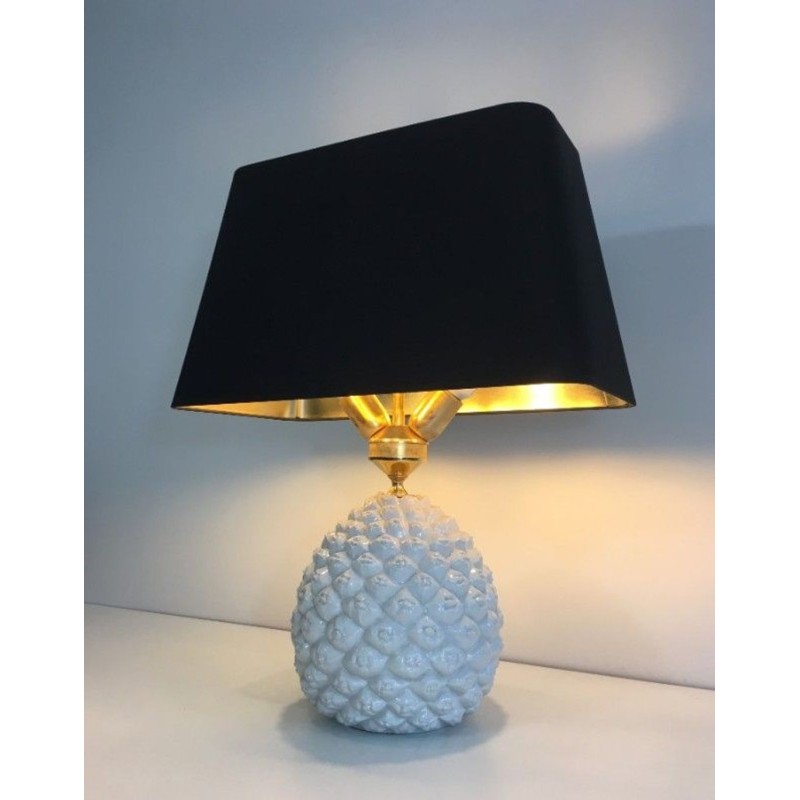 Design Pineapple Porcelain Table Lamp, Italian Work, circa 1970