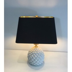 Design Pineapple Porcelain Table Lamp, Italian Work, circa 1970