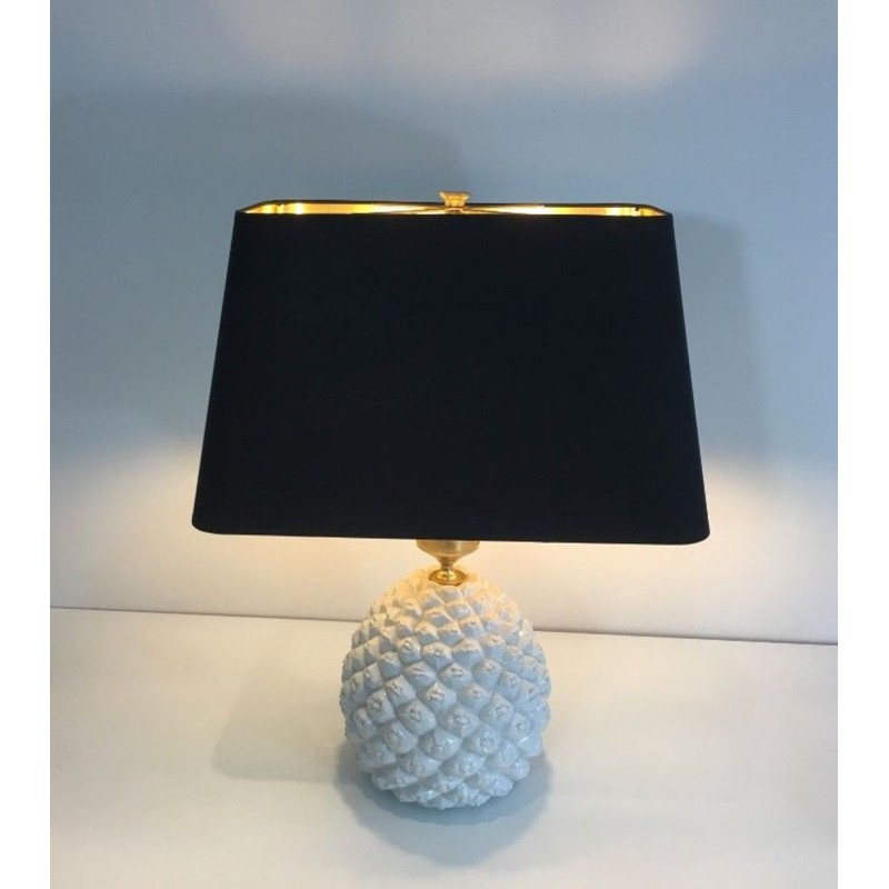 Design Pineapple Porcelain Table Lamp, Italian Work, circa 1970