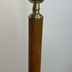Floor Lamp in Amber Bakelite and Gilt Brass, Circular Base with Claw Feet, Neoclassical, French Work, circa 1940