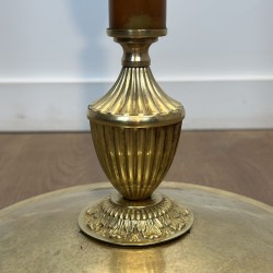 Floor Lamp in Amber Bakelite and Gilt Brass, Circular Base with Claw Feet, Neoclassical, French Work, circa 1940