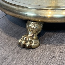 Floor Lamp in Amber Bakelite and Gilt Brass, Circular Base with Claw Feet, Neoclassical, French Work, circa 1940