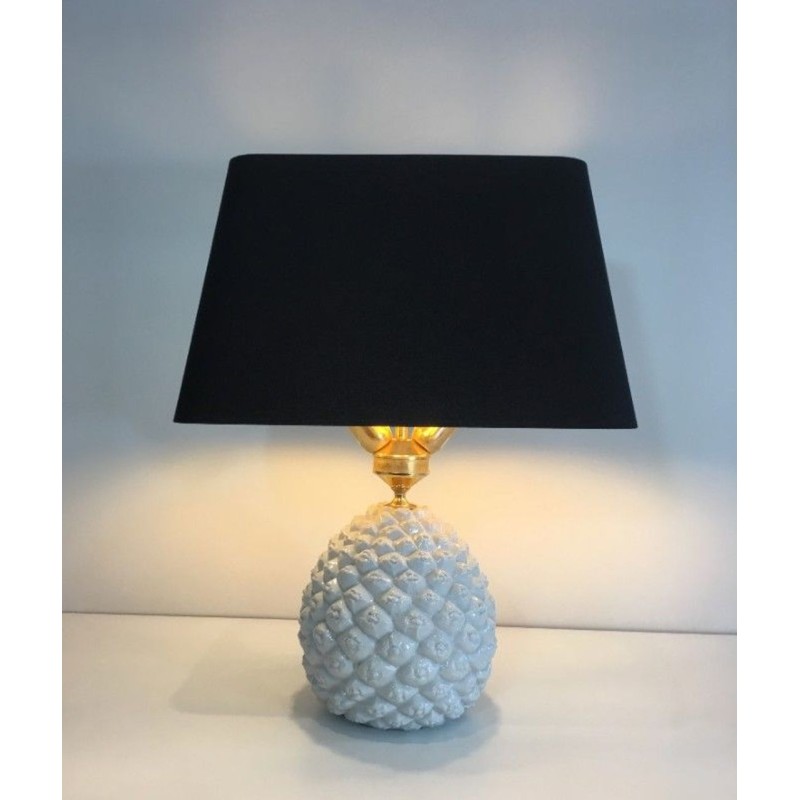 Design Pineapple Porcelain Table Lamp, Italian Work, circa 1970