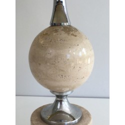 Travertine and Chrome Table Lamp, Philippe Barbie, French Work, circa 1970
