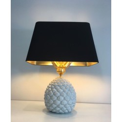 Design Pineapple Porcelain Table Lamp, Italian Work, circa 1970