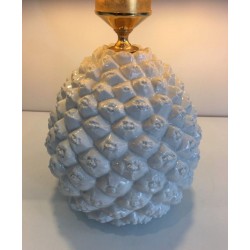 Design Pineapple Porcelain Table Lamp, Italian Work, circa 1970