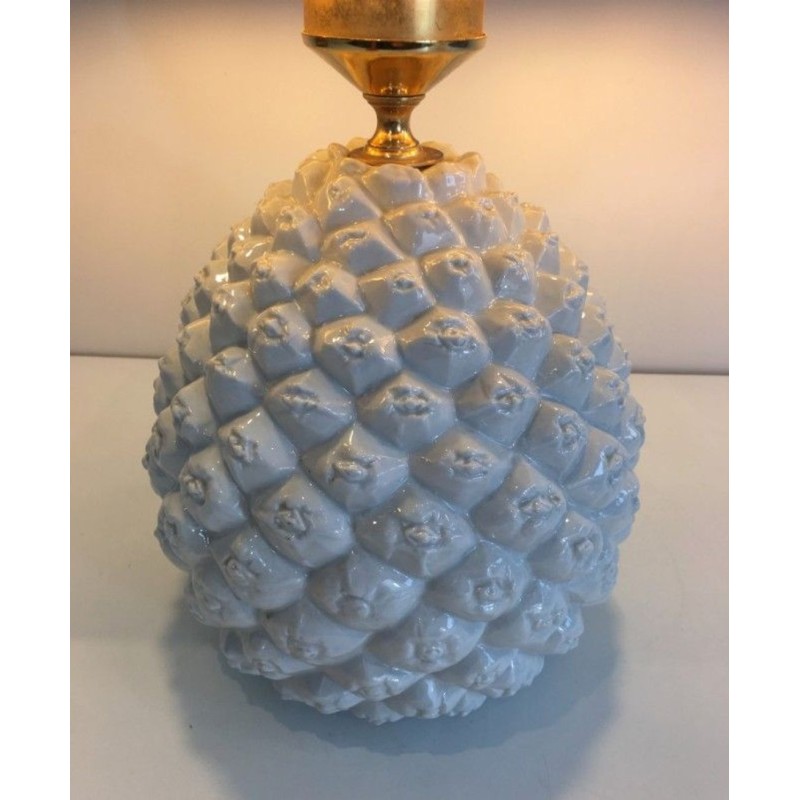 Design Pineapple Porcelain Table Lamp, Italian Work, circa 1970
