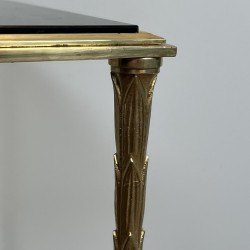 Gilt Bronze Side Table with Palm Decoration and Double, Neoclassical, French Work, Attributed to Maison Baguès, circa 1940