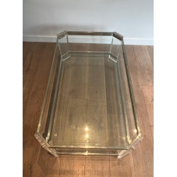 Octagonal Lucite and Chrome Coffee Table, Maison Jansen, France, circa 1970