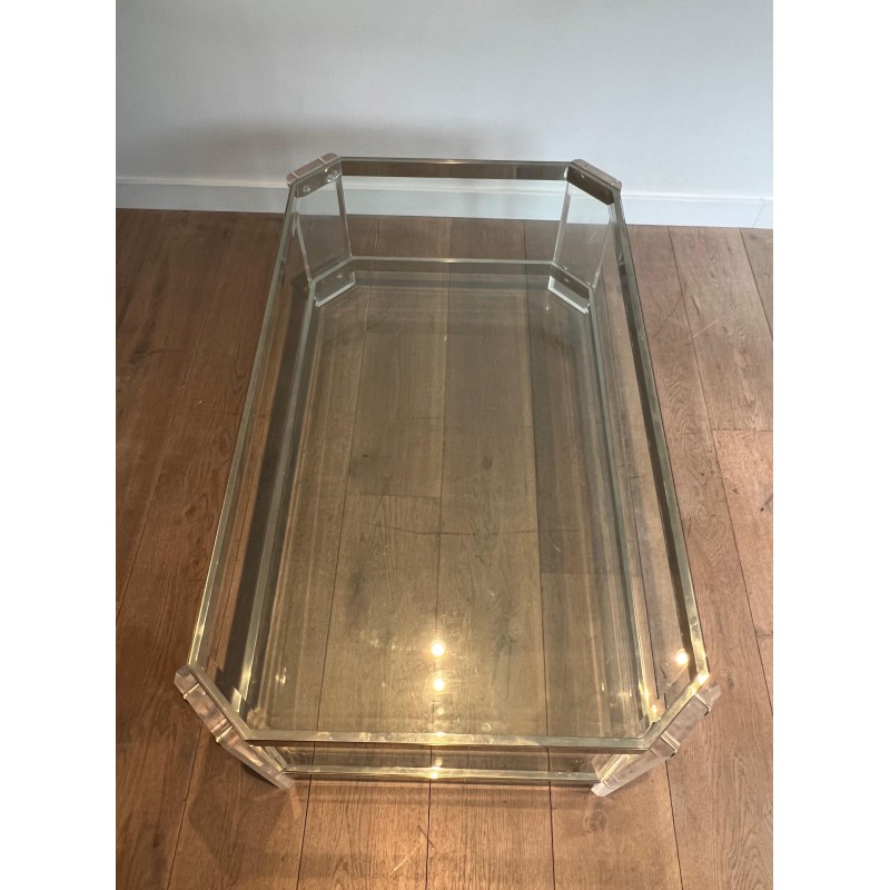 Octagonal Lucite and Chrome Coffee Table, Maison Jansen, France, circa 1970