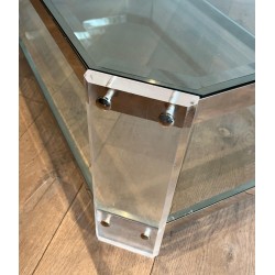 Octagonal Lucite and Chrome Coffee Table, Maison Jansen, France, circa 1970