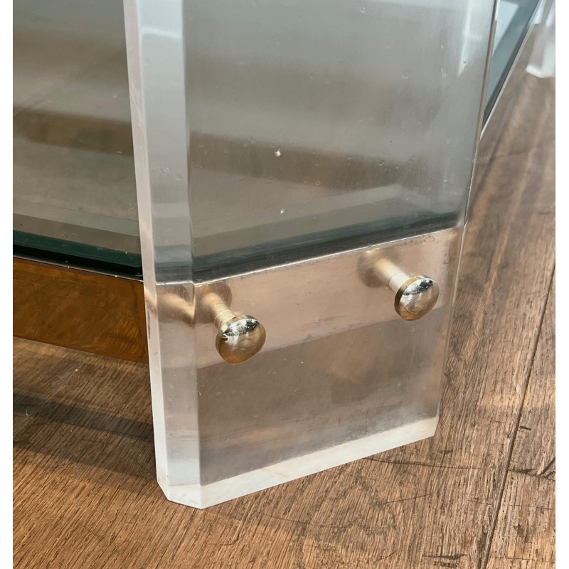 Octagonal Lucite and Chrome Coffee Table, Maison Jansen, France, circa 1970