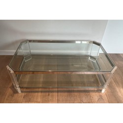 Octagonal Lucite and Chrome Coffee Table, Maison Jansen, France, circa 1970