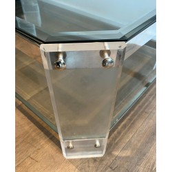 Octagonal Lucite and Chrome Coffee Table, Maison Jansen, France, circa 1970