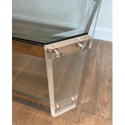Octagonal Lucite and Chrome Coffee Table, Maison Jansen, France, circa 1970