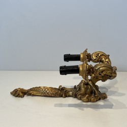 Pair of Sconces in Carved and Giltwood with a Mascaron and Acanthus Decoration, Two Lights, Régence, French Work, circa 1900